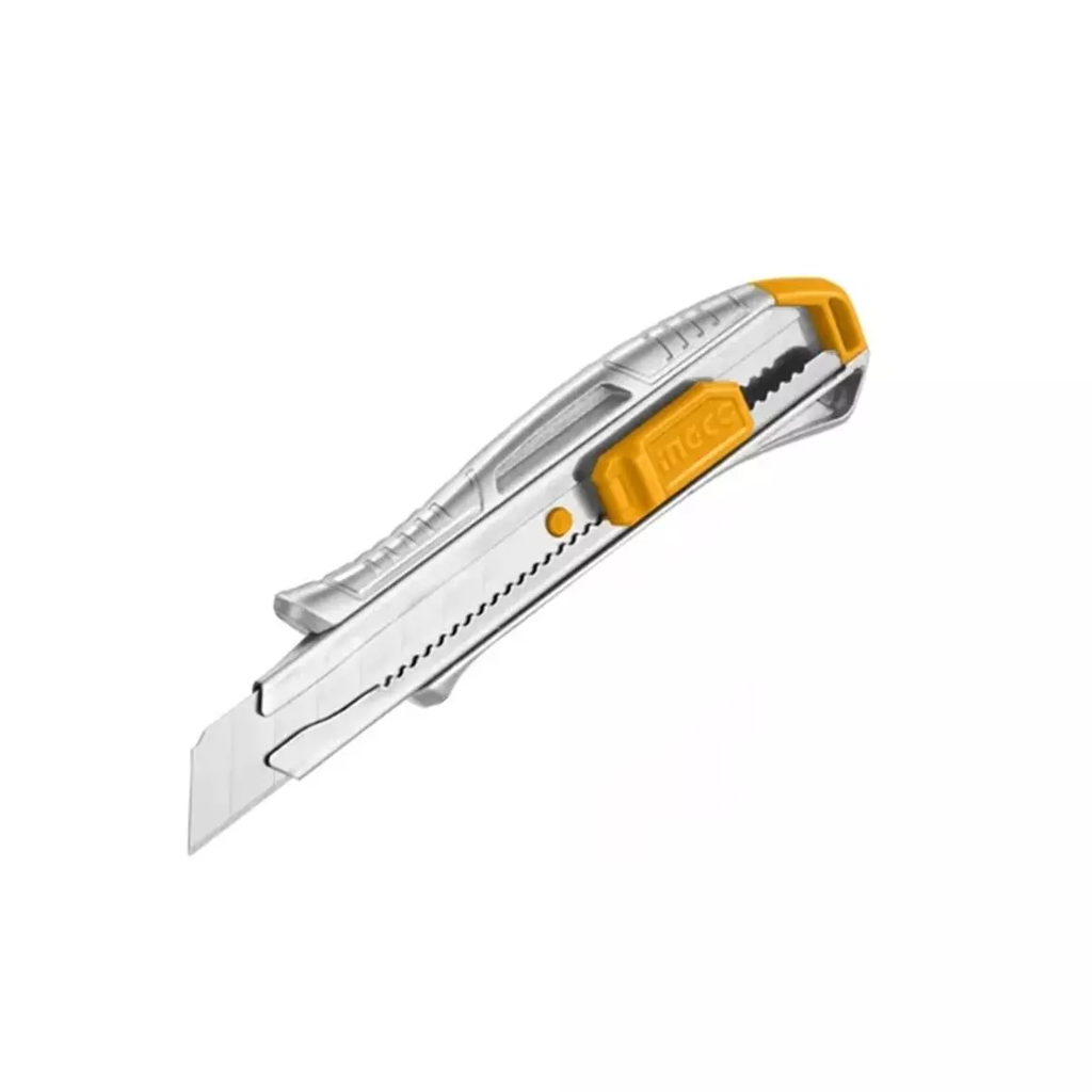Cuchillo cartonero pulsador aluminio plano 18x100mm - INGCO