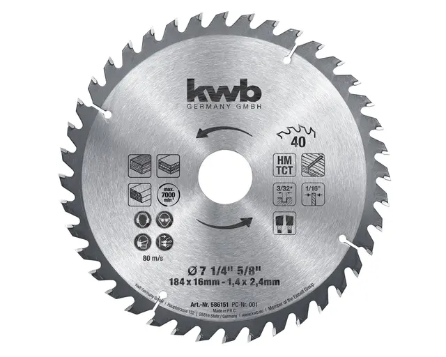Disco sierra circular 7 1/4" 40D CLASSIC - KWB