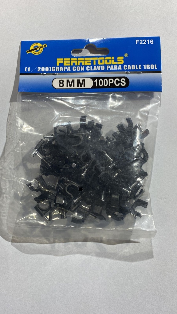 Grapa con clavo para cable 10mm NEGRO 100PCS - FERRETOOLS