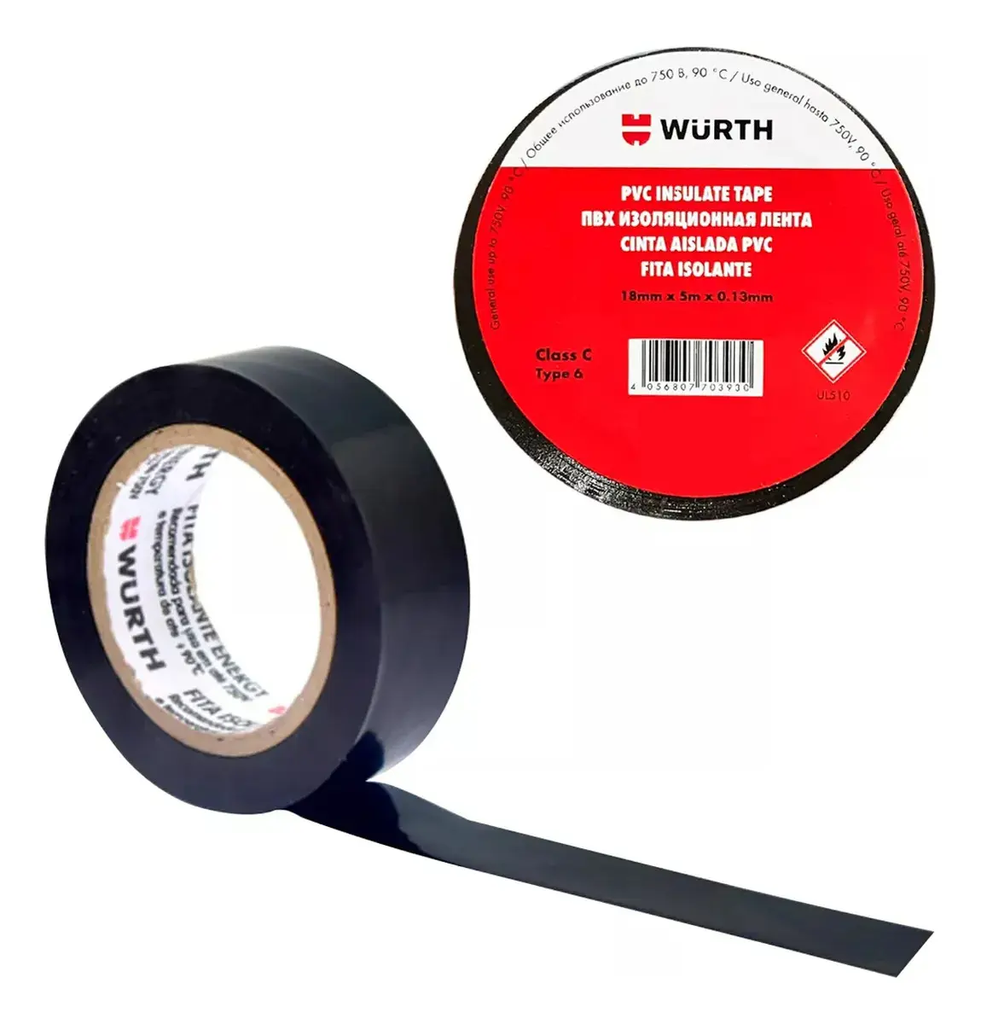 Huincha aisladora NEGRO 19mmx20MT - WURTH