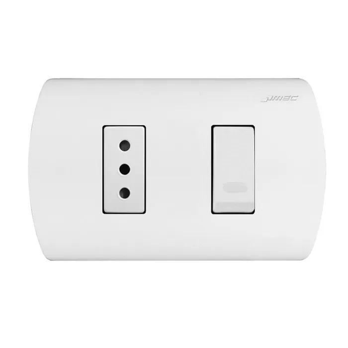 Interruptor 9/12 16A + tomacorriente 10A blanco embutido Aris Pro - MEC
