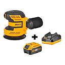 Kit lijadora roto orbital+ bateria 2AH y CARGADOR NORMAL 20V/125mm INGCO I17