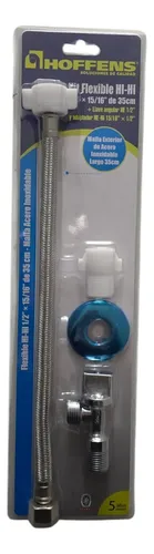 Kit llave angular acero inox. 1/2"x5/16" C/ FLEX. Hi Hi 35cm - HOFFENS