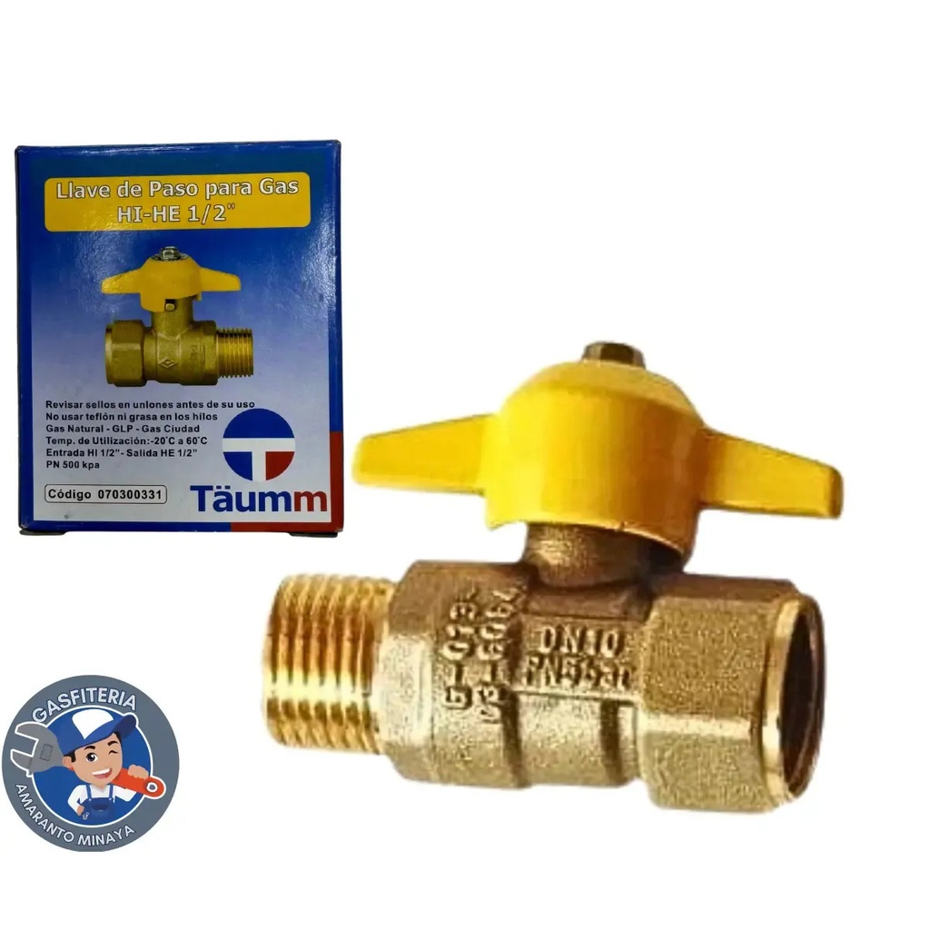 Llave de paso gas HI HE en 1/2 TAUMM