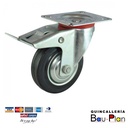 Rueda goma C/BASE giratoria 3" llanta metalica C/FRENO LIOI U