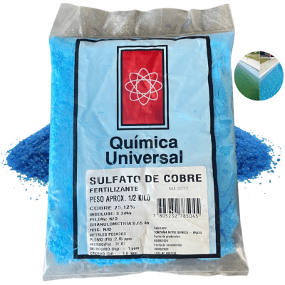 Sulfato de cobre 1/2 kg - QUIMICA UNIVERSAL