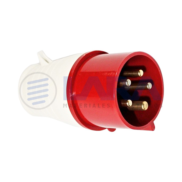 Toma industrial trifasico macho volante 3p T 32A 415v IP 44