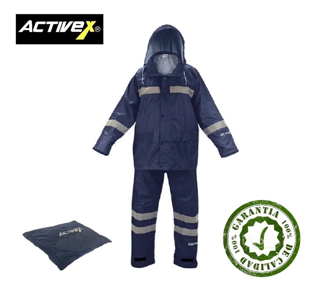Traje Impermeable azul T/XXL Chaqueta/Pantalón Reflec.