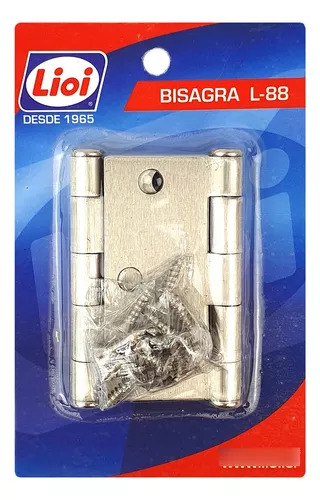 bisagra L290 3" x 3" acero niquel satin c/tornillo blister LIOI