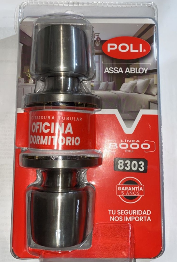cerradura tubular 8303 oficina/dormitorio inox POLI