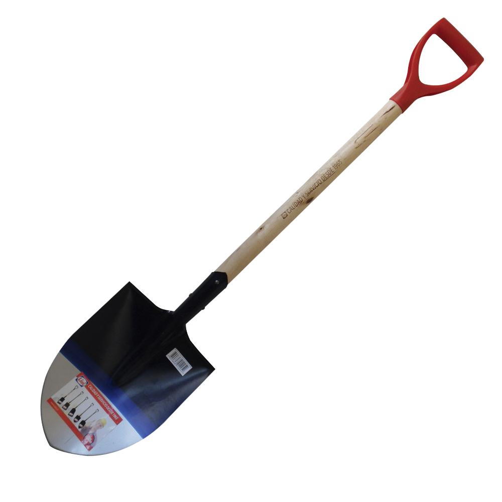 pala punta huevo m madera asa plastica roja LIOI