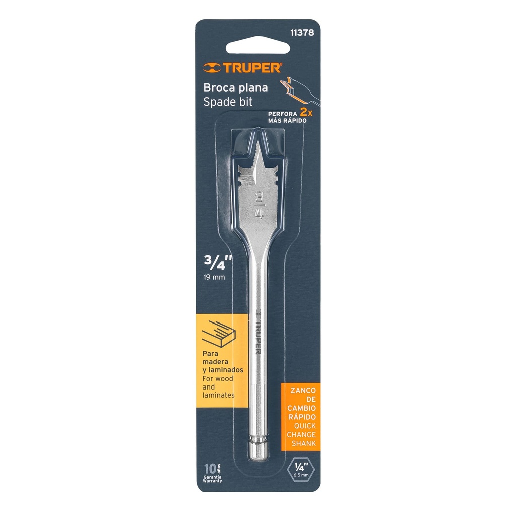 Broca paleta para madera 3/4"(19mm) - TRUPER