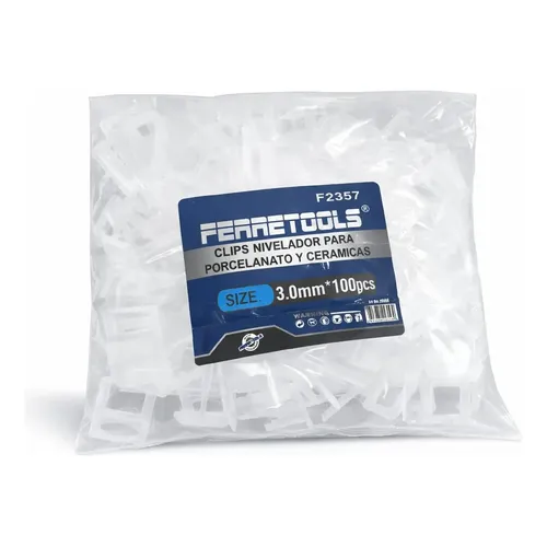 Clips nivelador para ceramica y porcelanato 3.0mm 100pcs - FERRETOOLS