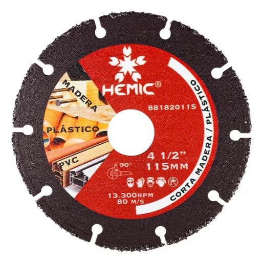 [DICO0356] Disco de corte para madera/plastico 4 1/2" - HEMIC