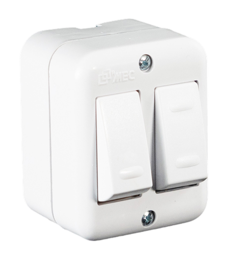 Interruptor sobrepuesto 9/12 + 9/24 blanco armado 16A Aris pro - MEC