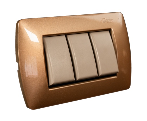[BRPA9779] Interruptor triple 9/32 250V 16A beige placa DORADO - MEC
