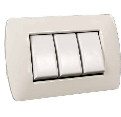 [BRME9769] Interruptor triple 9/32 250V 16A beige placa TITANIO - MEC