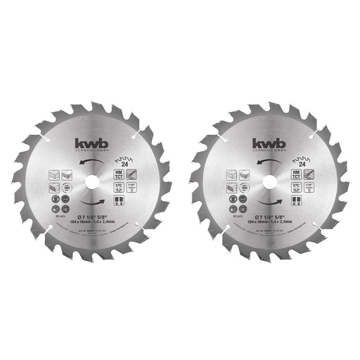 [ALDE9541] Set 2 disco sierra circular 7 1/4" 24D - KWB
